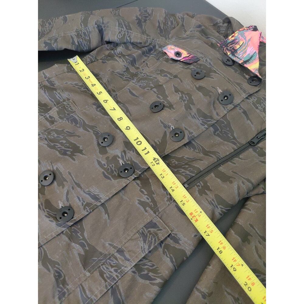 VTG Hurley Double Breasted Women LARGE Hood Camo VIVID Hawaiian Pink Y2K Skater - Picture 11 of 16